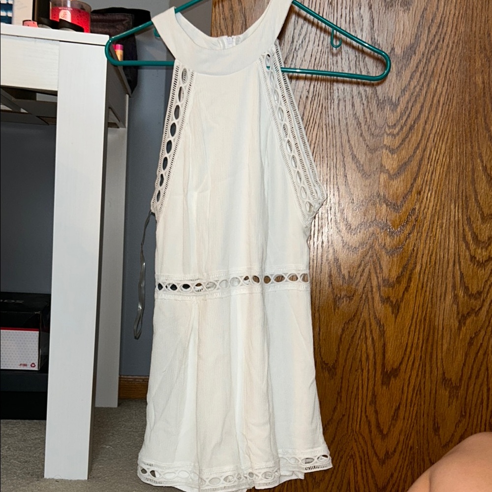 Charlotte Russe Cream Halter Jumpsuit